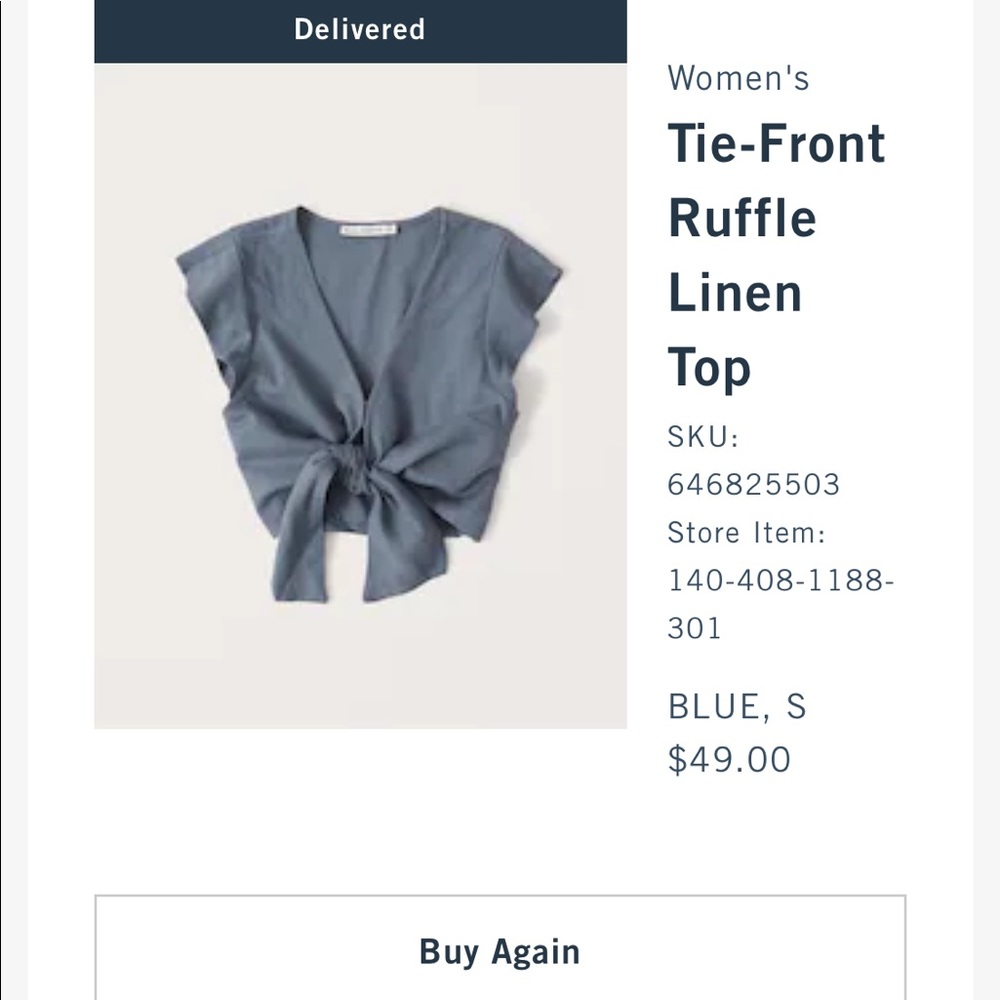 Abercrombie and Fitch blue ruffle top